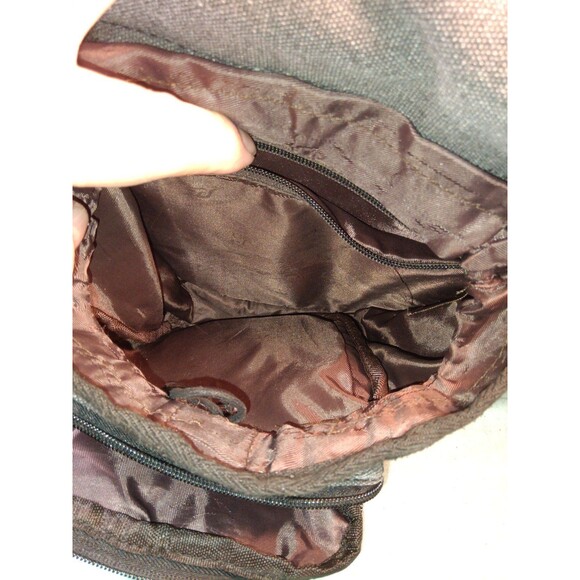 RuYiHuang Men's Style Messenger Shoulder Bag - Ash Black Canvas w/ Brown Leather - Picture 5 of 6